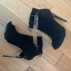 Herve Leger Suede Peep Toe Booties EU36.5/US6.5